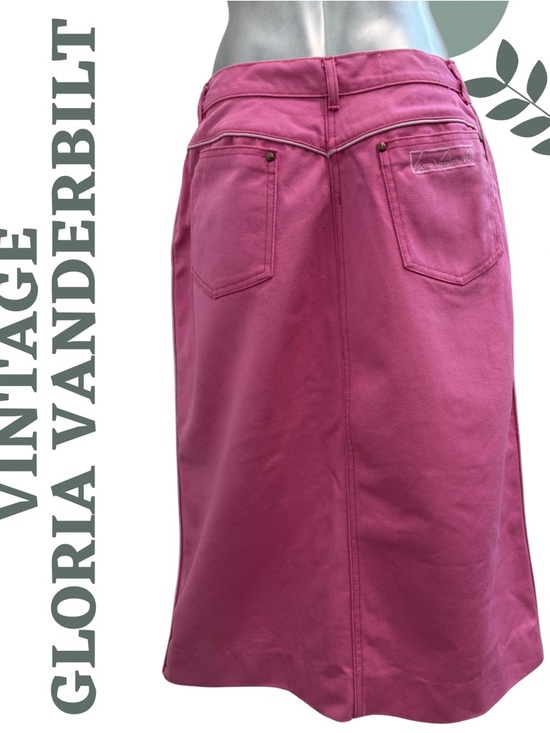 Vintage Gloria Vanderbilt Murjani Pink Button Skirt 14 Current Size 10 - Picture 3 of 9